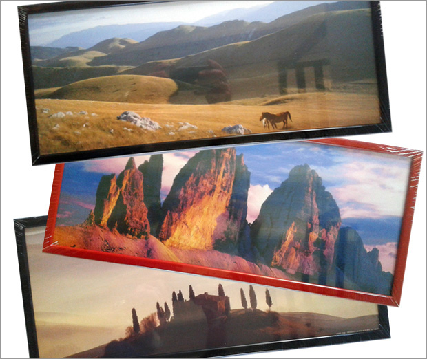 Ensemble de 10 cadres 20x49 cm avec images de paysage