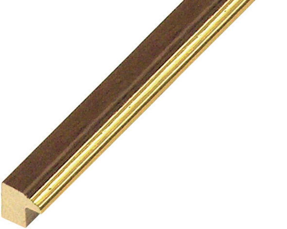 Baguette ayous larg.15mm, haut.15mm - noyer, filet or - 115NO