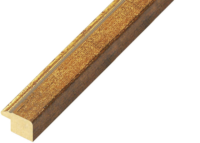 Baguette pin jointé, larg.18mm, haut.13mm - ocre, filet or