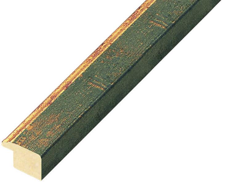 Baguette pin jointé, larg.18mm, haut.13mm - fil or, vert