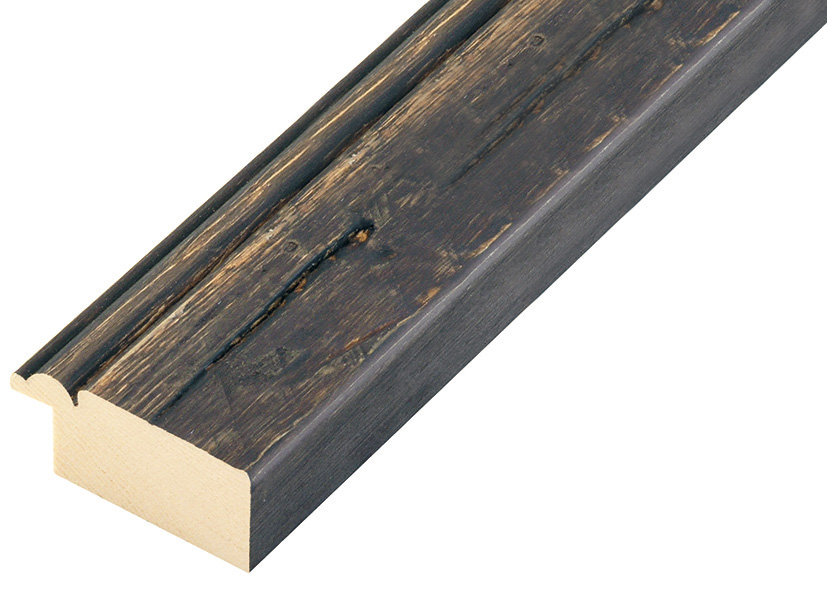 Baguette sapin, 41mm larg. 20 haut - fini rustique noire - 124NERO