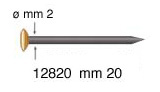 Clous acier trempé bruni tête laiton 20 mm - Par 100 