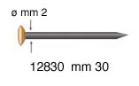 Clous acier trempé bruni tête laiton 30 mm - Par 100 