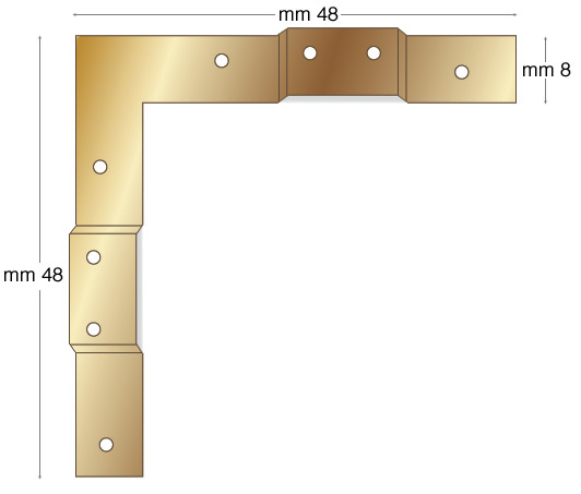 Équerre d'encadrement fer laitonné mod.A - Par 100 pcs.