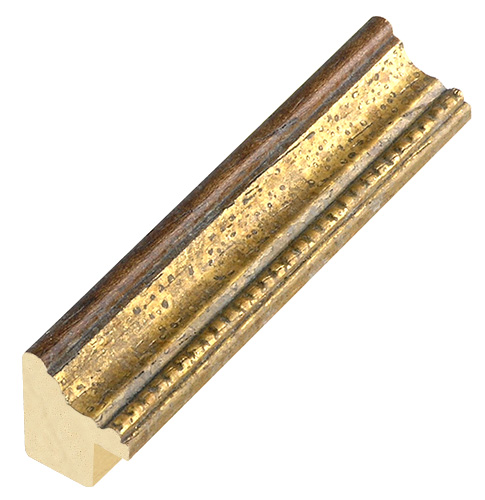 Baguette ayous 15mm larg. 18mm haut. - noyer bande dorée - 213ORO