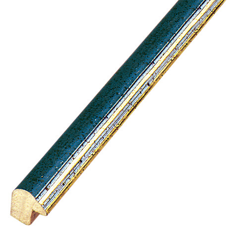 Baguette ayous jointé, larg.13mm - bleue, filet argent