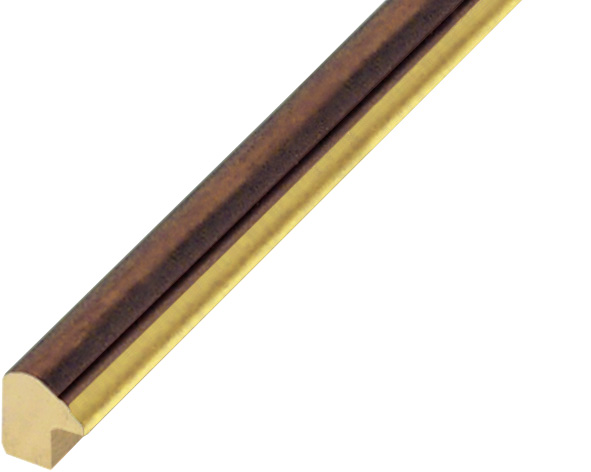 Baguette pin jointé, larg.13mm, haut.15mm - noyer antique filet or