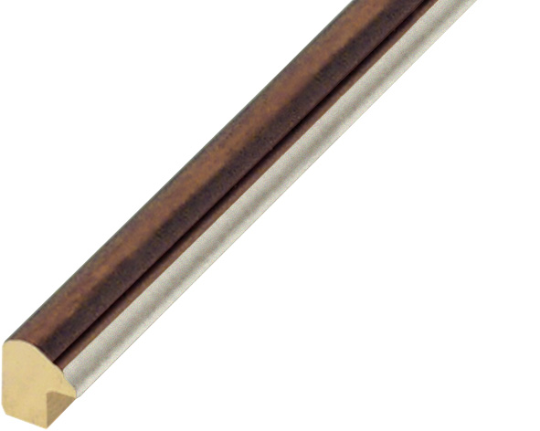 Baguette pin jointé, larg.13mm, haut.15mm - noyer antique filet argent - 232NOCEARG