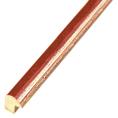 Baguette ayous jointé larg.13mm - rouge avec fil argent - 232ROSSO