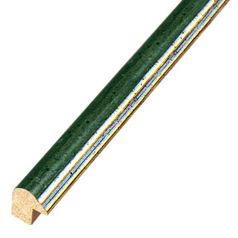 Baguette ayous jointé, larg.13mm - verte, filet argent