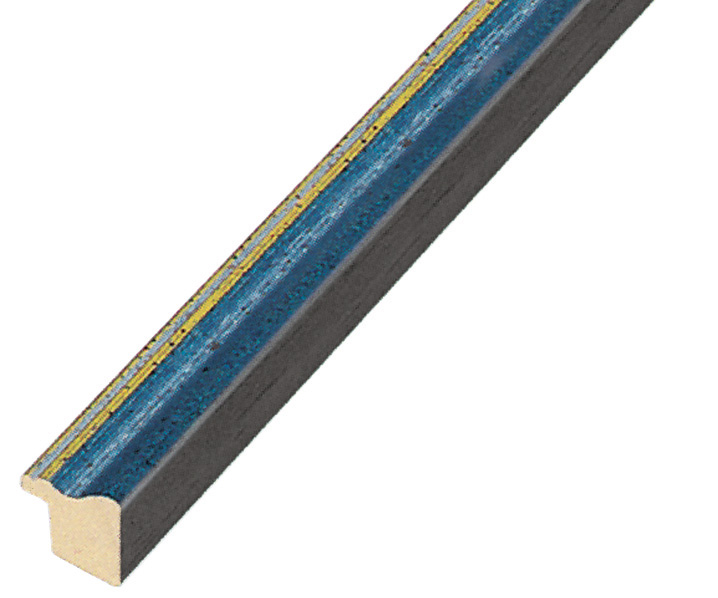 Baguette ayous, larg.15mm, haut.15mm - blu avec fil or, mat - 245BLU