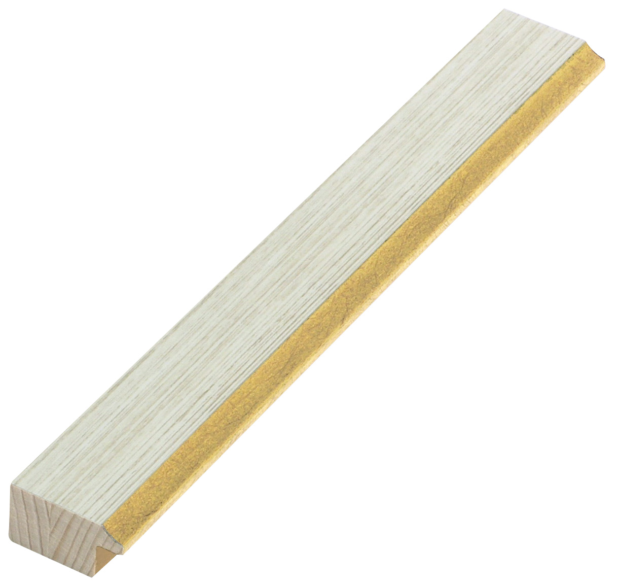 Baguette en pin jointé 28mm - ivoire, fil or - 28CREMAORO