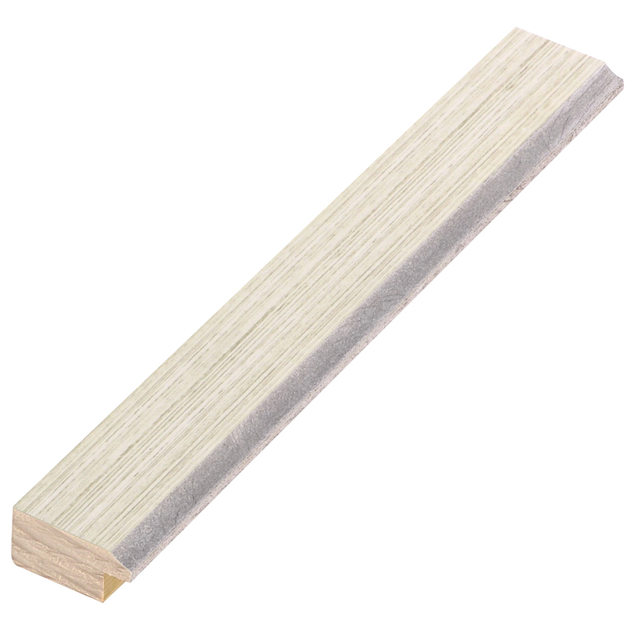 Baguette en pin jointé 28mm - ivoire, fil argent - 28CREMARG