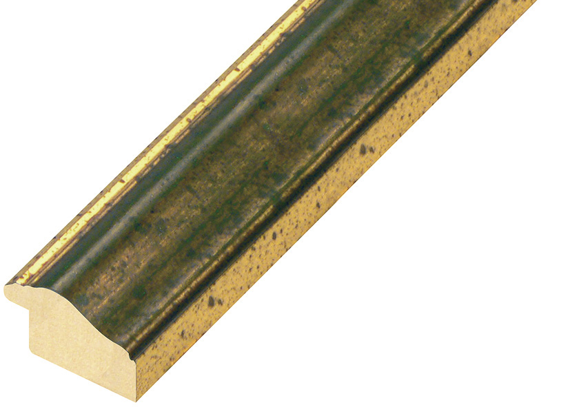 Baguette ayous, larg.30mm, haut.20mm - or, bande verte - 321VERDE