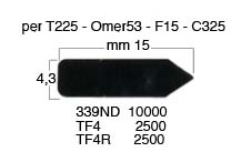 Lamelles rigides pour T220, mm 4,3x15  - Par 2500 pces