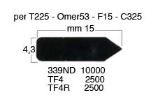 Lamelles noires vernies, mm 4,3x15 - Par 10000 pces