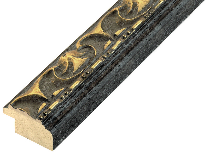 Baguette ayous noire avec décorations dorées en rélief