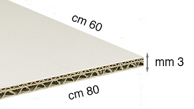 Carton blanc ondulé - feuilles 60x80 cm