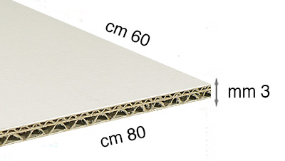 Carton blanc ondulé - épaisseur 3 mm - 60x80 cm