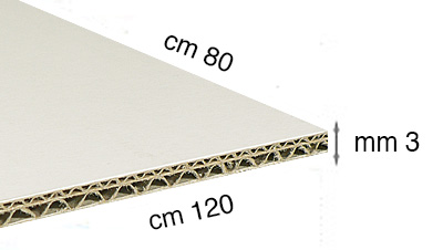 Carton blanc ondulé épaisseur mm.3 cm 80x120 