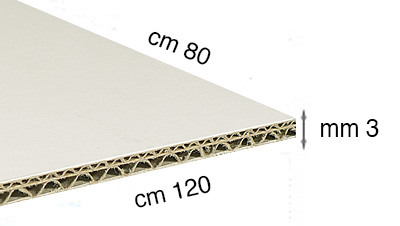 Carton blanc ondulé - épaisseur 3 mm - 80x120 cm