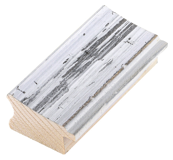 Baguette sapin jointé 40mm larg. mouchetée blanc-gris - 382GRIGIO