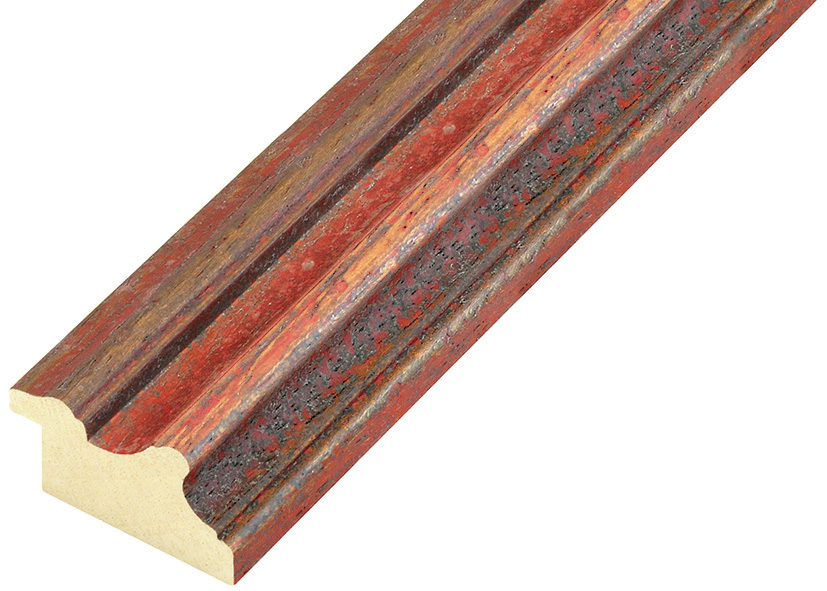 Baguette ayous, larg.37mm, fini antique - rouge - 383ROSSO