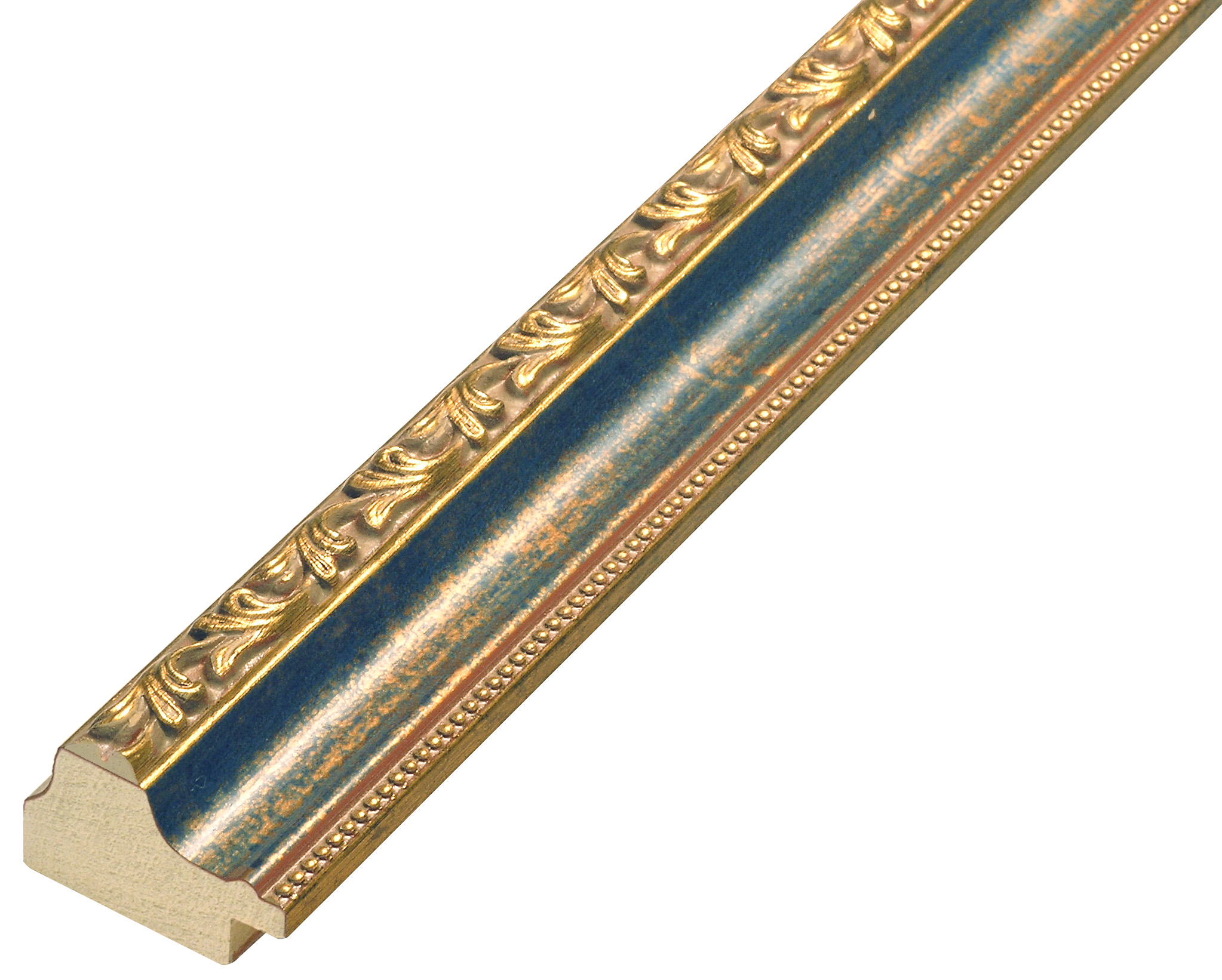 Baguette pin jointé larg.32mm - bleue, décorations en relief - 392BLU