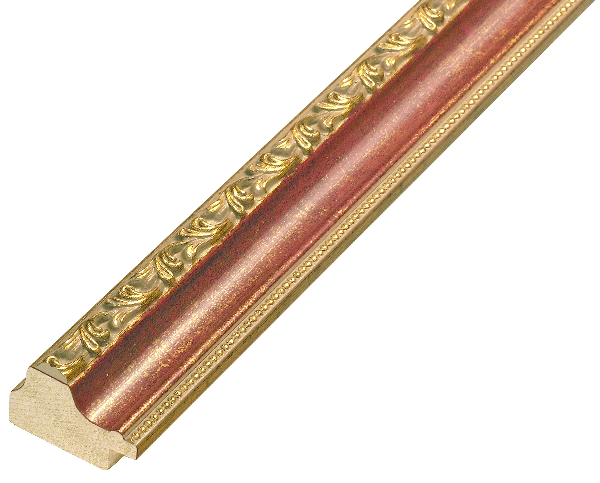 Baguette pin jointé larg.32mm - rouge, décorations en relief - 392ROSSO