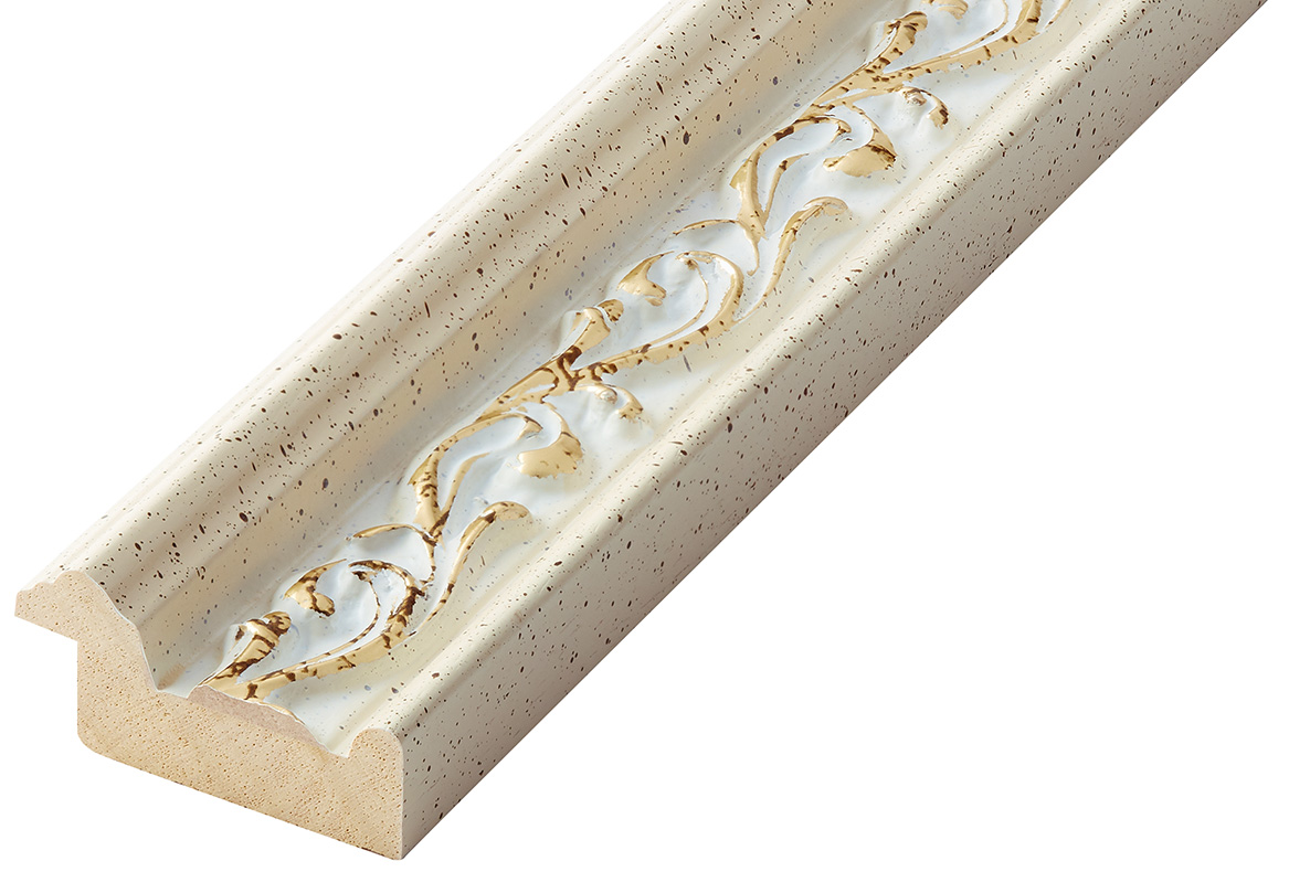 Baguette ayous, larg.44mm haut.22 - crème avec décorations - 409CREMA