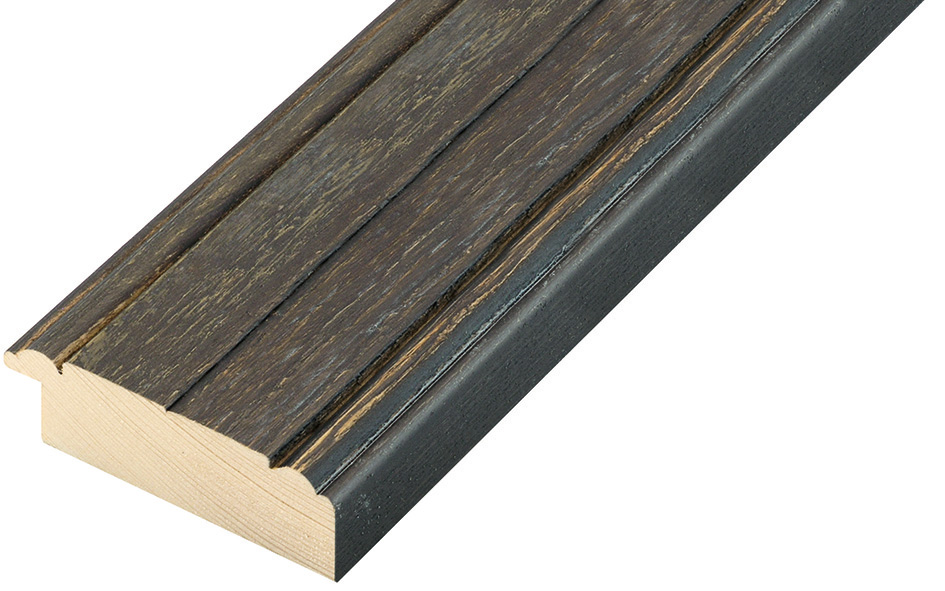 Baguette sapin, 41mm larg. 20 haut - fini rustique noire - 425NERO