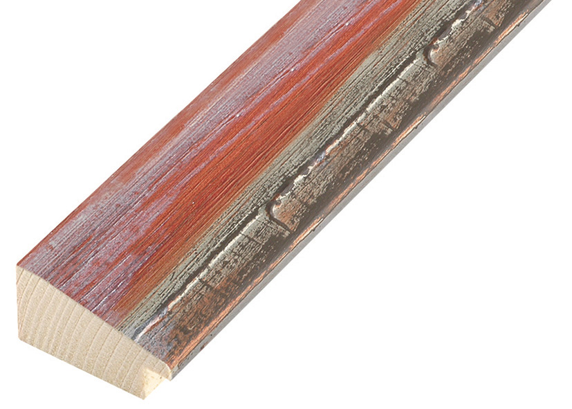 Baguette sapin jointé, larg.37mm, haut.21mm - fil arg nuanc.rouge - 472ROSSO