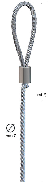 Fil en acier avec boucle - diam. 2mm - 3 mètres