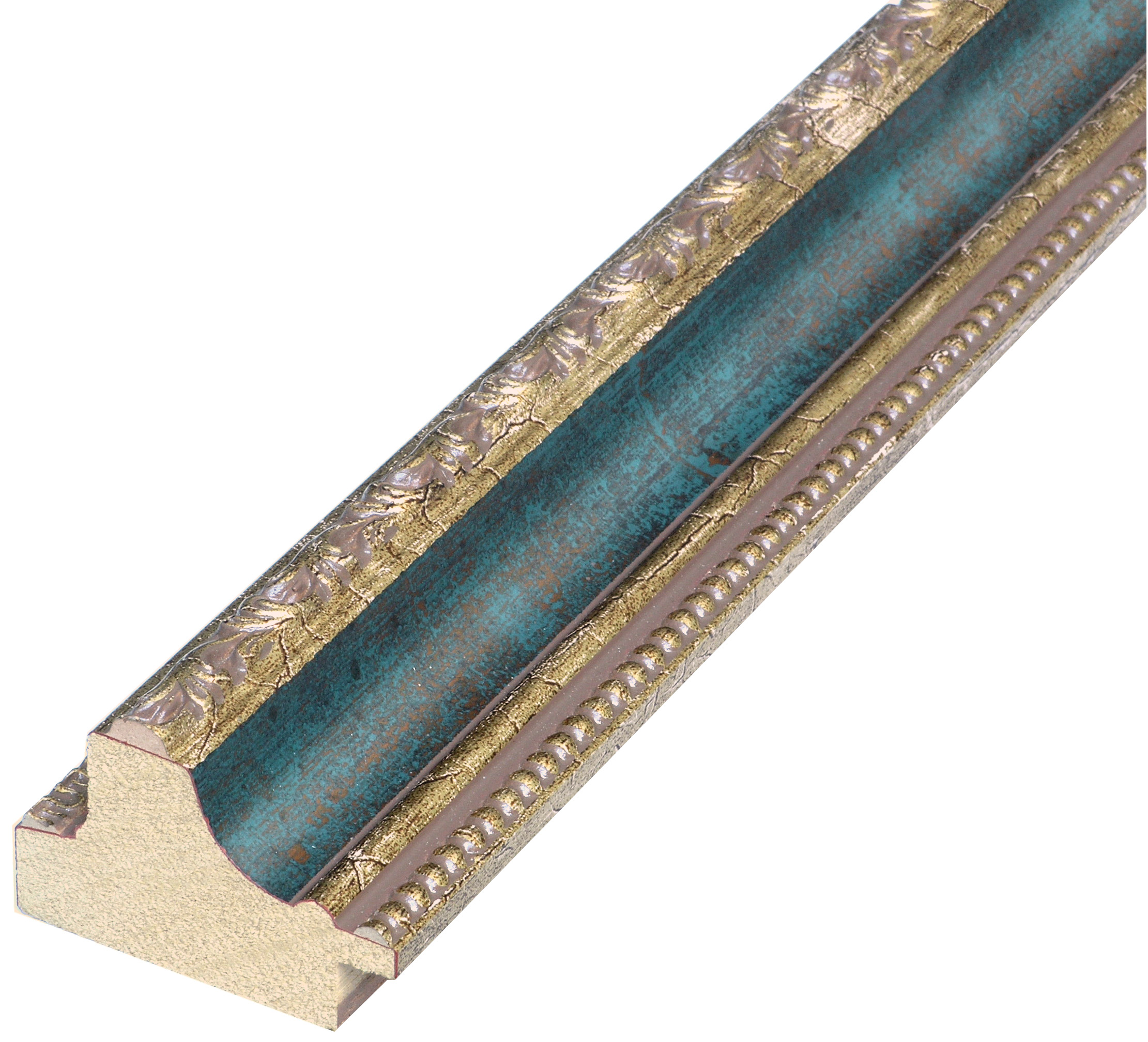 Baguette pin jointé, larg.53mm, haut.35mm - or, avec décorations - 531BLU