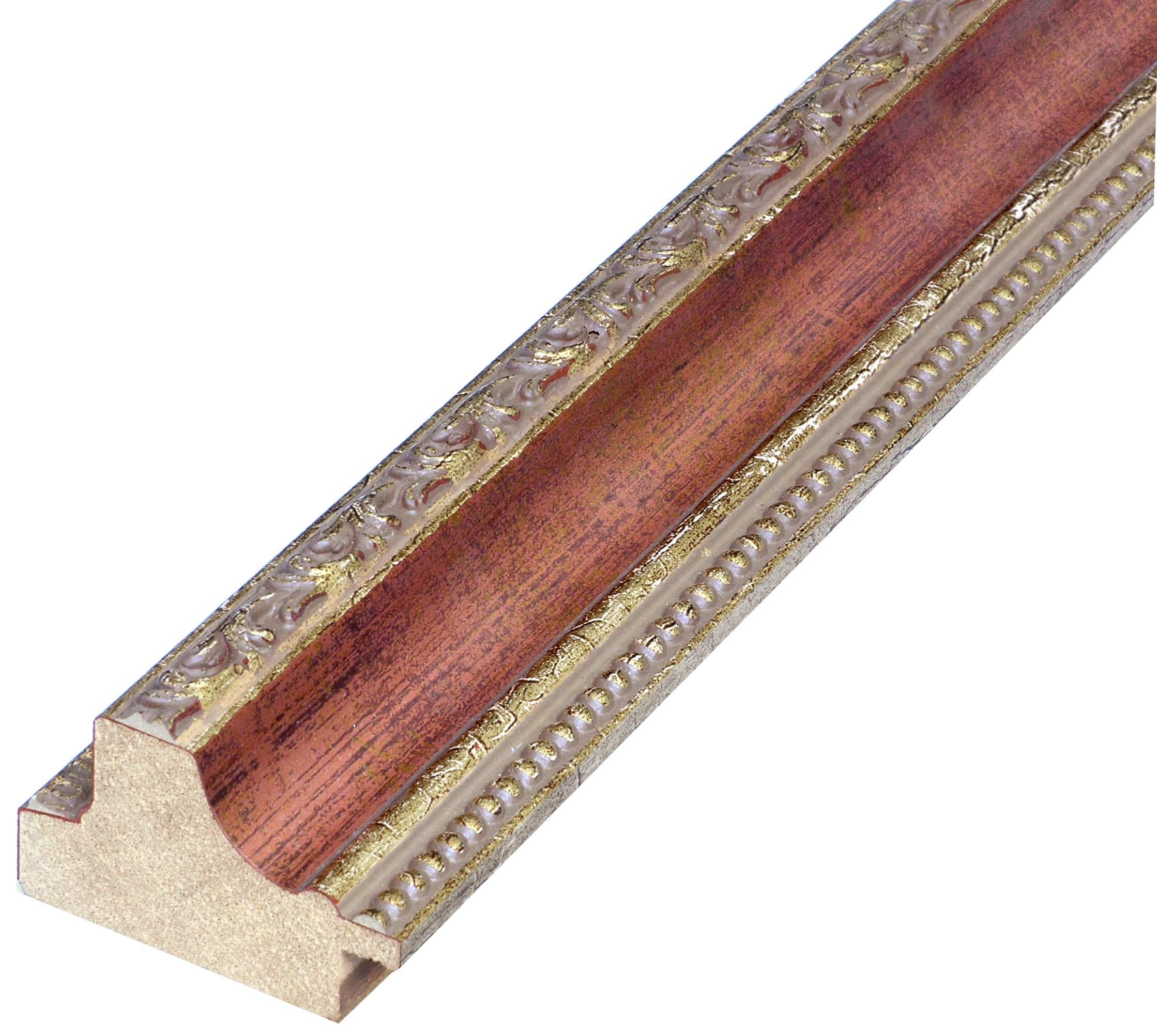 Baguette pin jointé, larg.53mm, haut.35mm - or, bande rouge - 531ROSSO