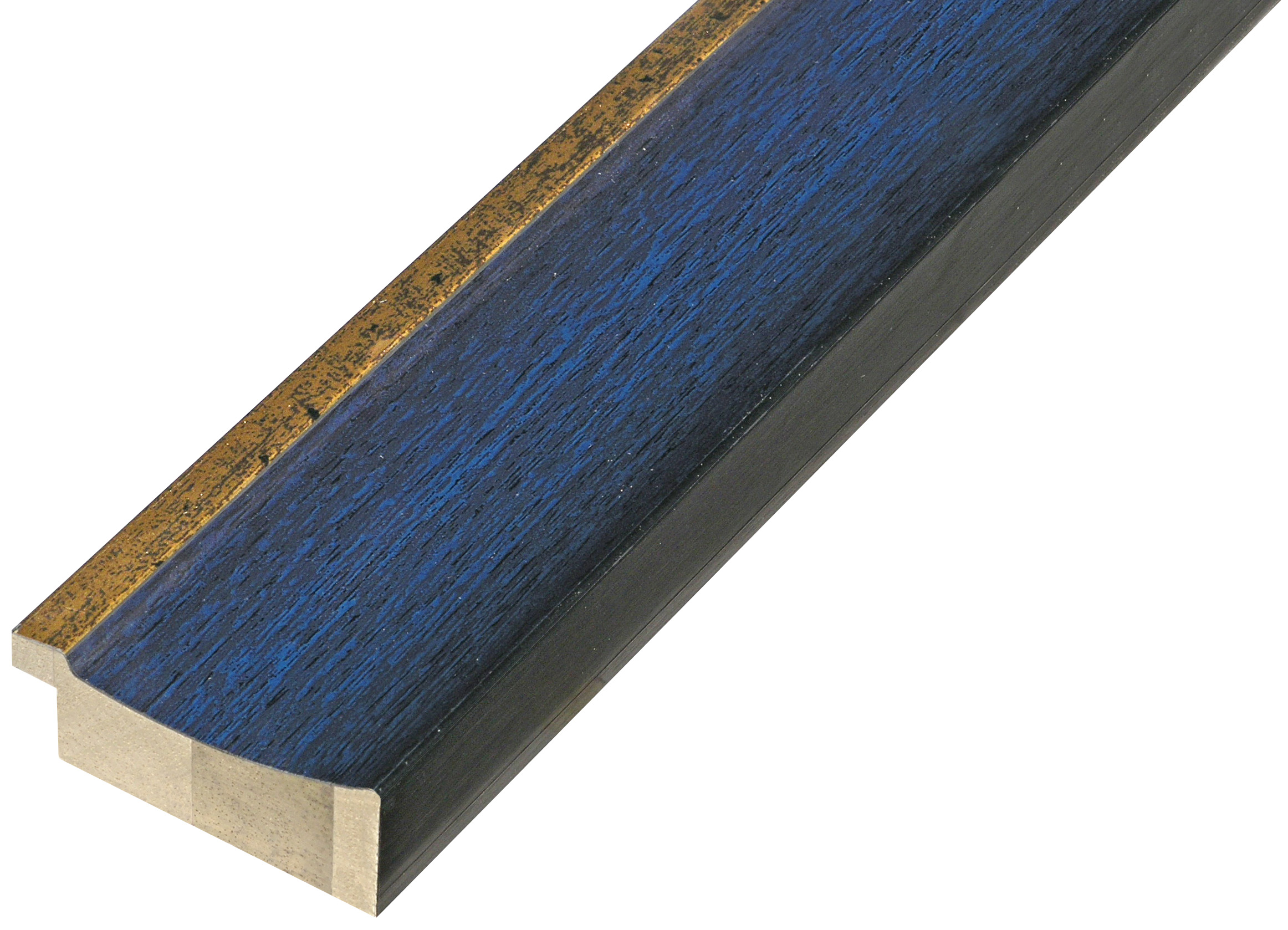 Baguette ayous lamellaire, larg.50mm - finition bleue avec fil d'or - 535BLU