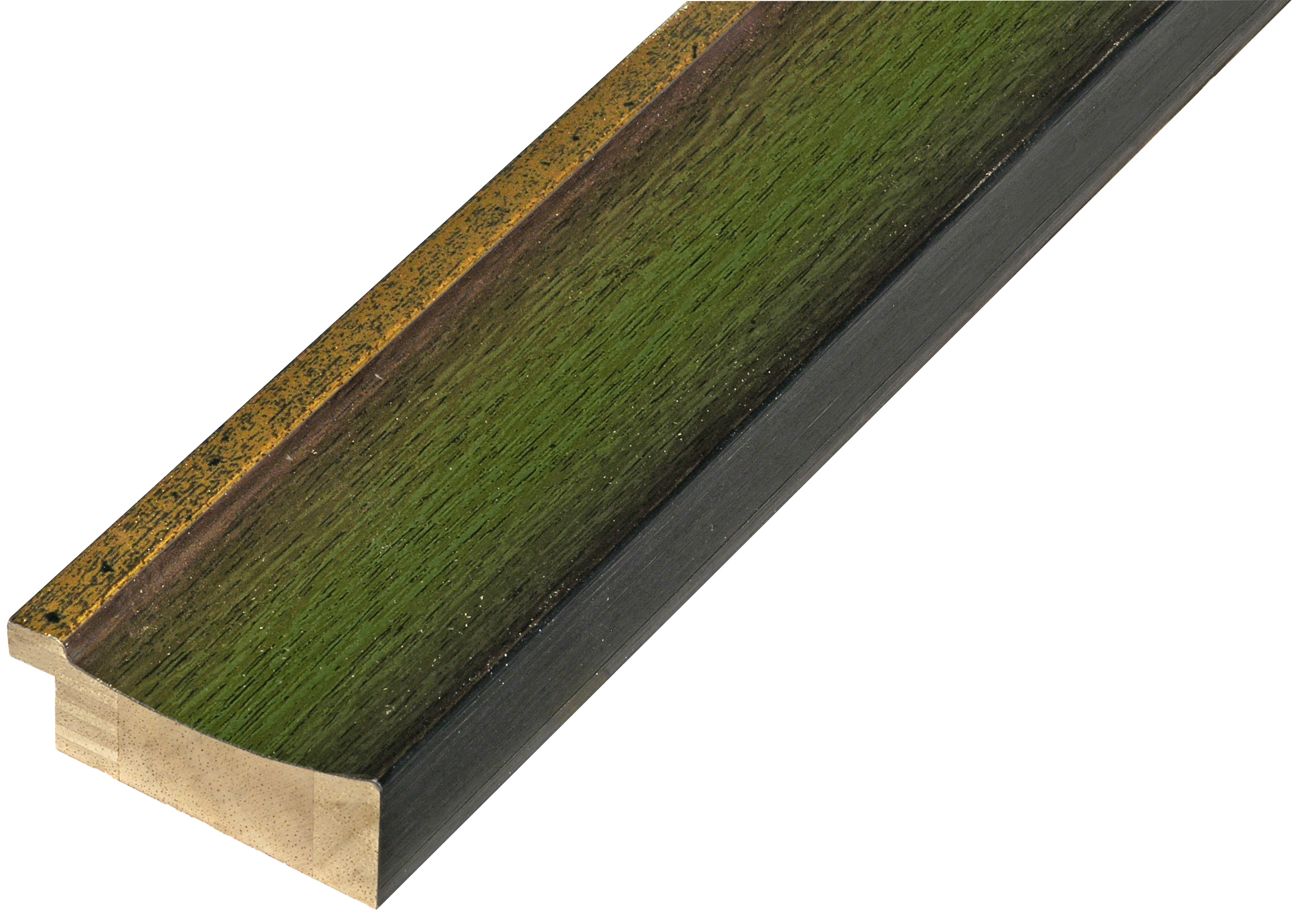 Baguette pin jointé, larg.50mm - finition vert avec fil d'or - 535VERDE