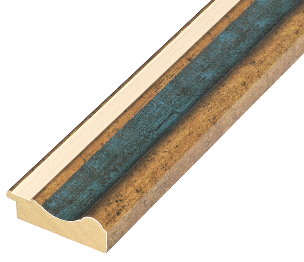 Baguette pin jointé larg.61mm haut.20 - or, bande blue - 574BLU