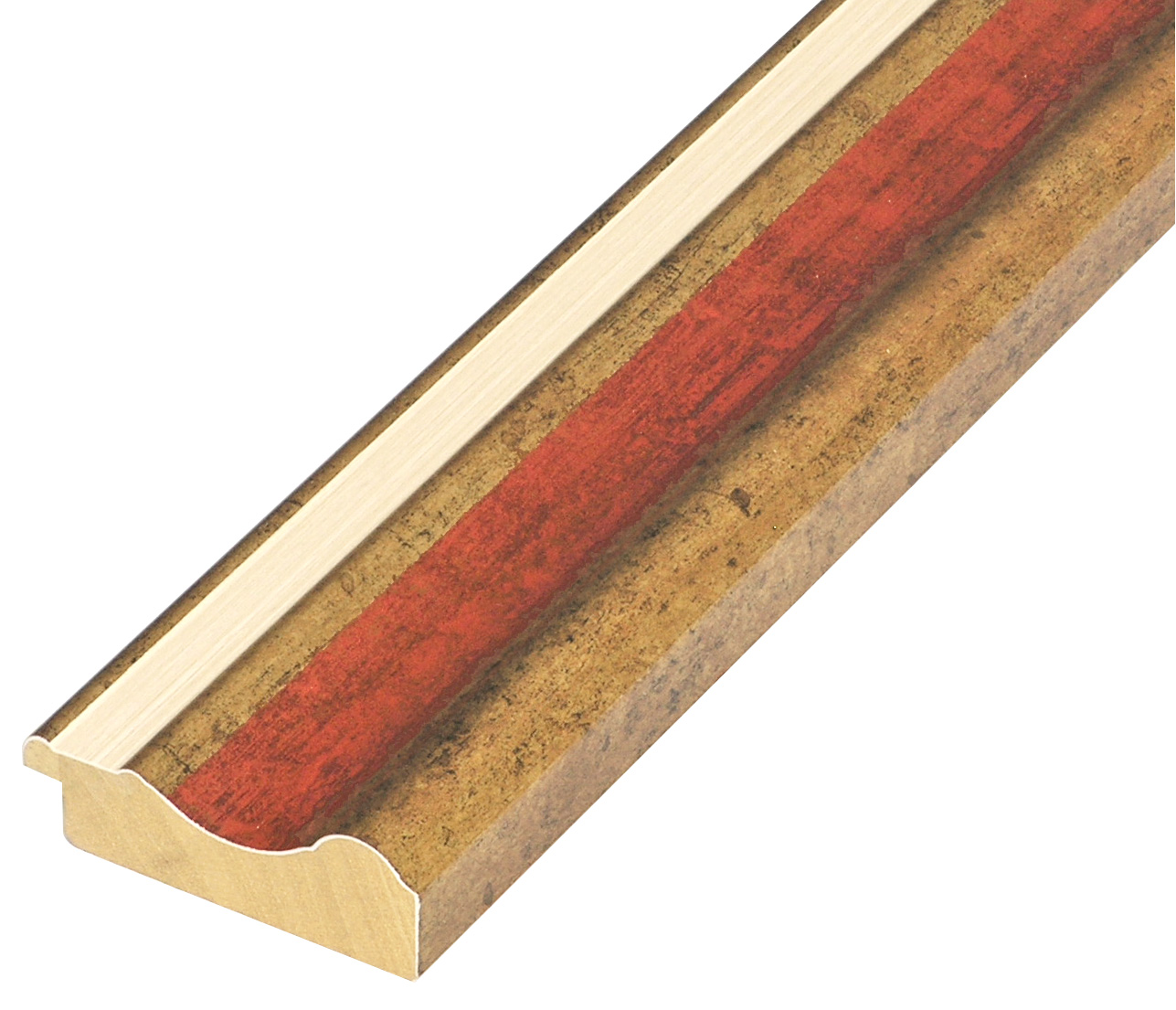Baguette pin jointé larg.61mm haut.20 - or, bande rouge - 574ROSSO