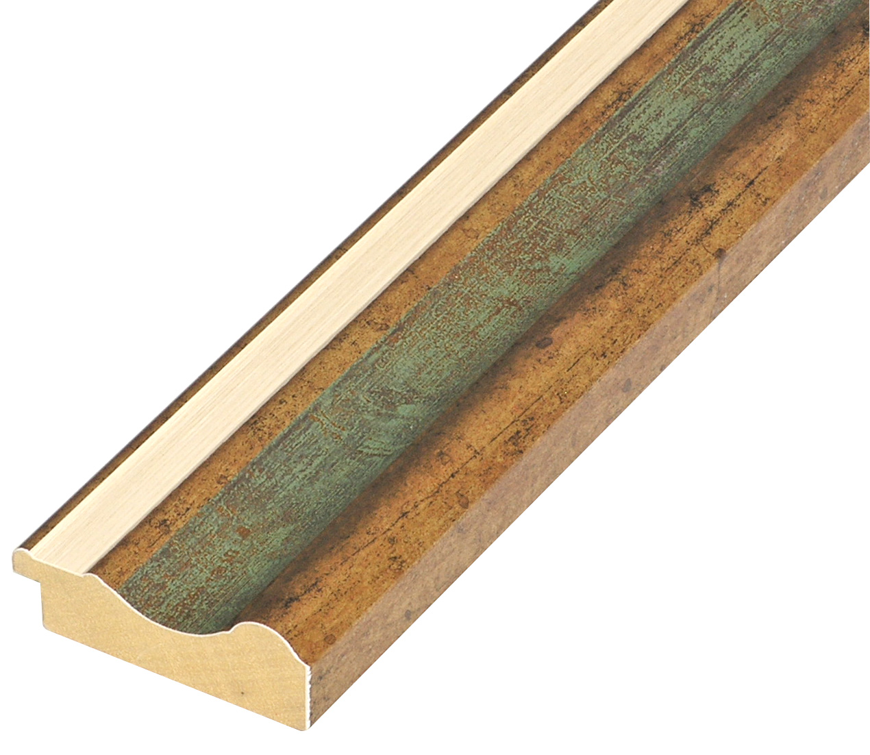 Baguette pin jointé larg.61mm haut.20 - or, bande vert - 574VERDE