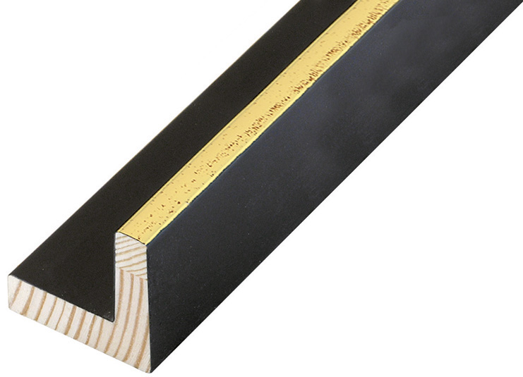 Baguette profil L sapin, Larg.34mm Haut.33 - noir-or - 588ORO