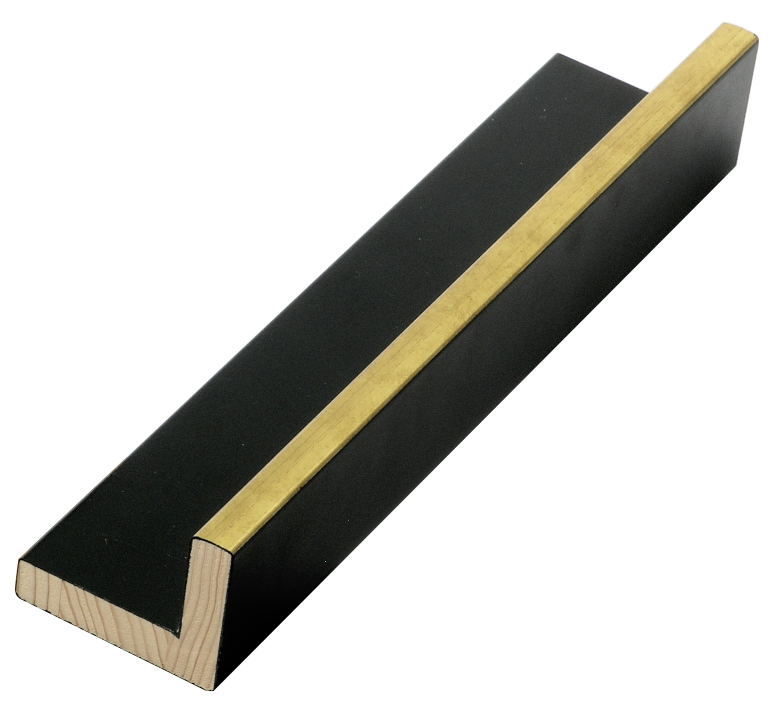 Baguette profil L pin jointé, Larg.44mm Haut.34 - Noir-Or - 593NEROGOLD