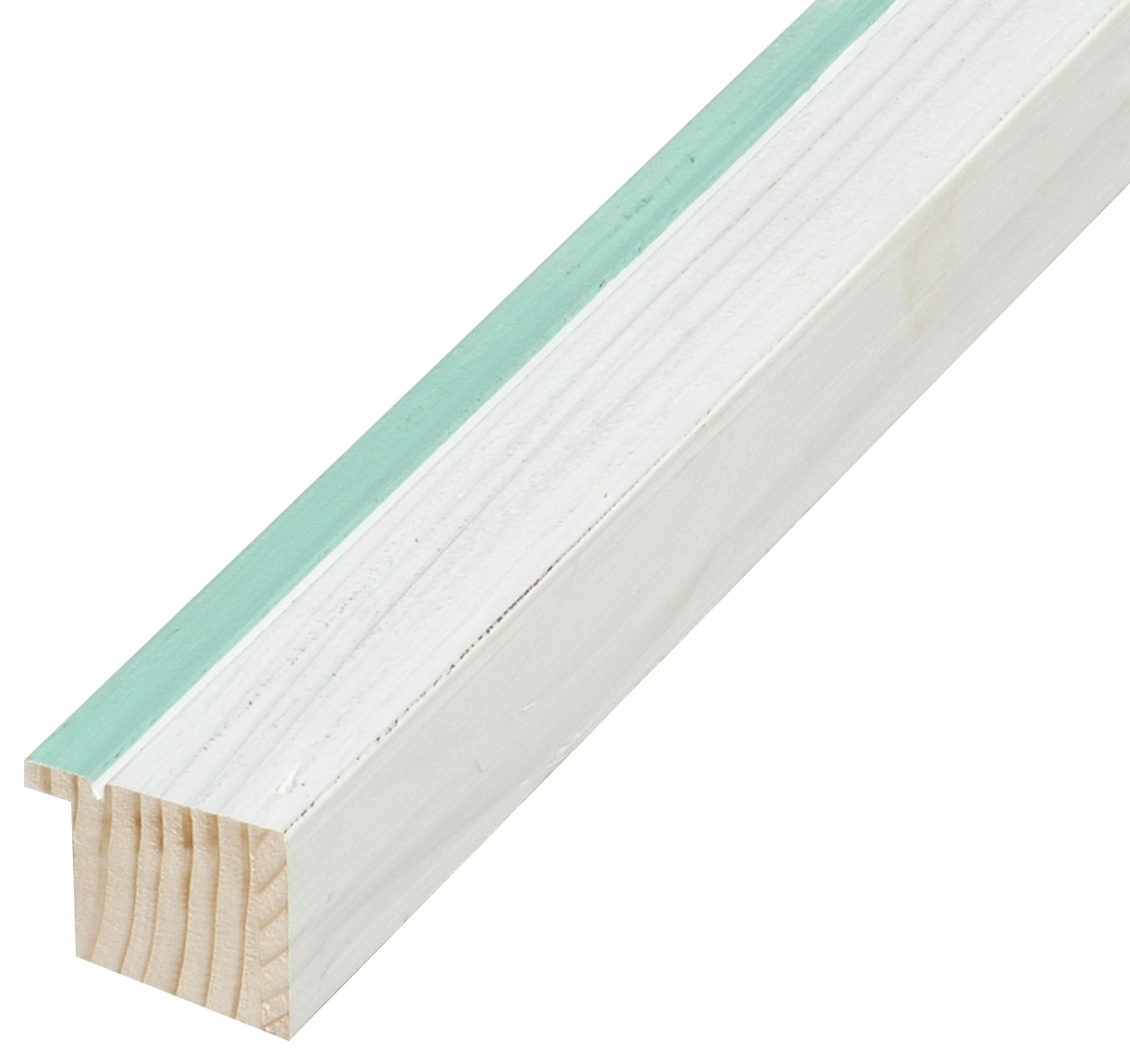 Baguette pin jointé, haut.33mm - blanc, bord vert - 716ACQUA