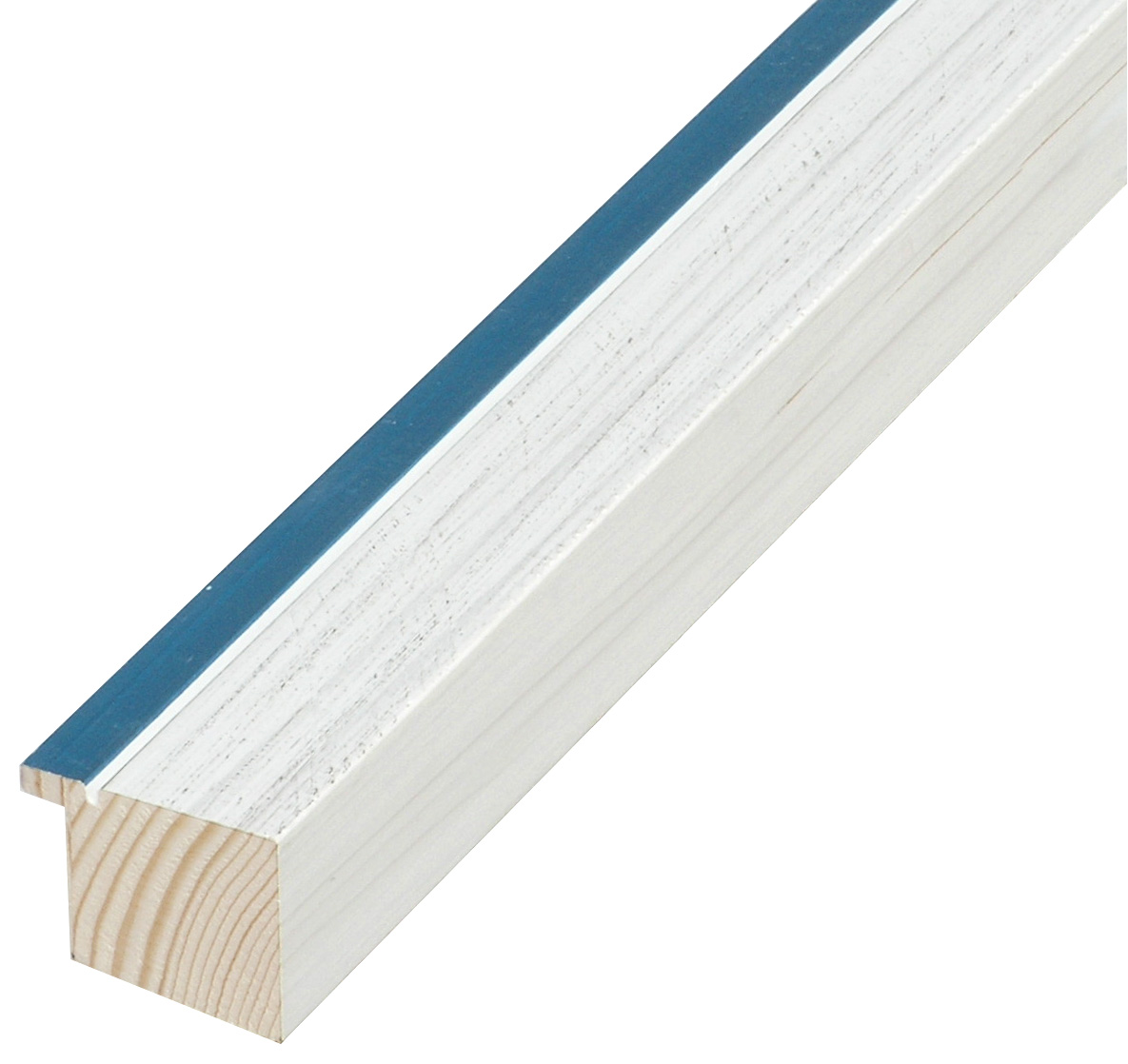 Baguette pin jointé, haut.33mm - blanc, bord blue - 716BLU