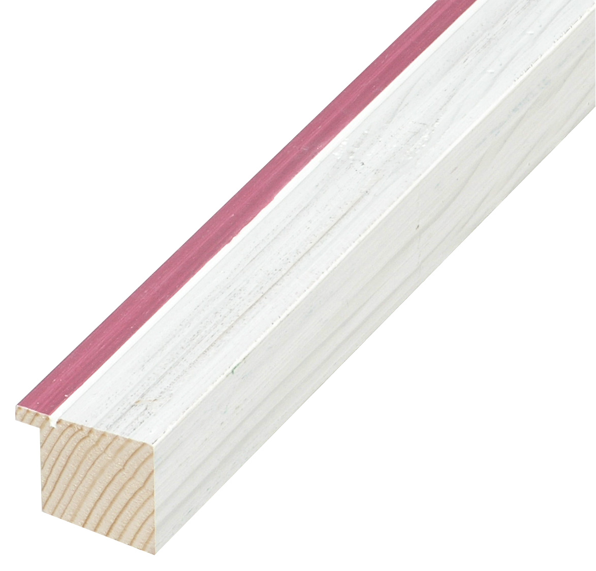 Baguette pin jointé, haut.33mm - blanc, bord fuchsia