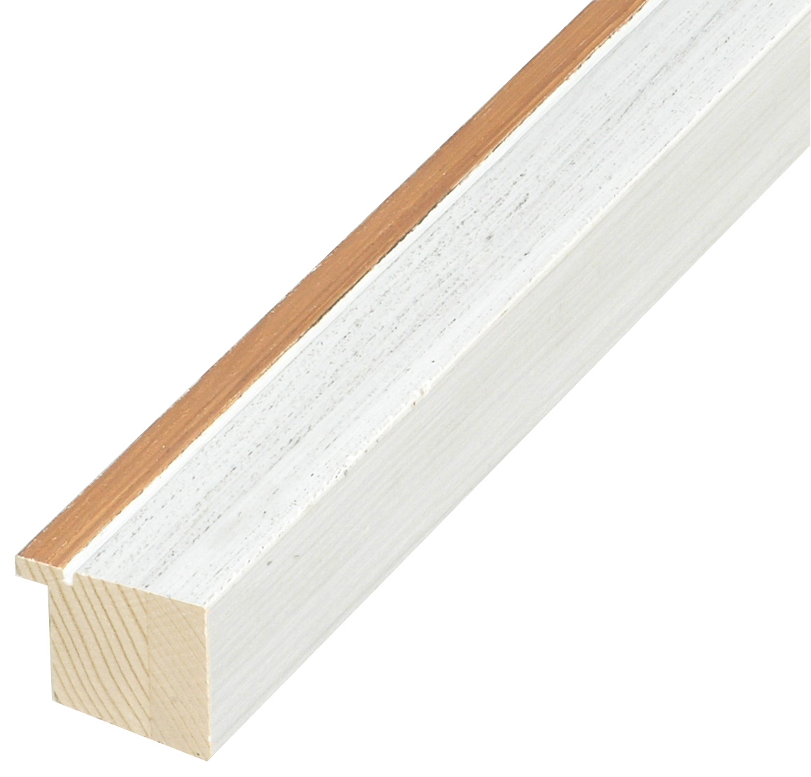 Baguette pin jointé, haut.33mm - blanc, bord ocre