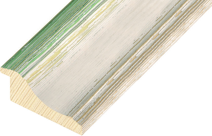 Baguette pin jointé, larg.66mm - blanc-vert, décapé - 869VERDE