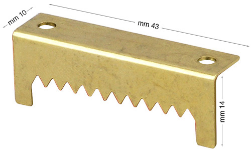 Attaches dentelées pliées en fer laitonné - Par 100