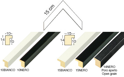 Série complète d'èchantillons à angle de la baguette 10 (5 pièces)