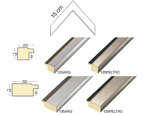 Série complète d'èchantillons à angle de la baguette 125-135 (4 pièces